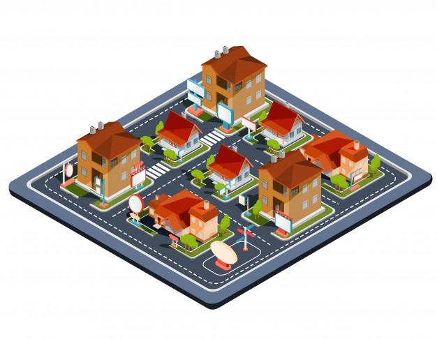 626x486 Vector Isometric Illustration Residential Quarter Vector Free