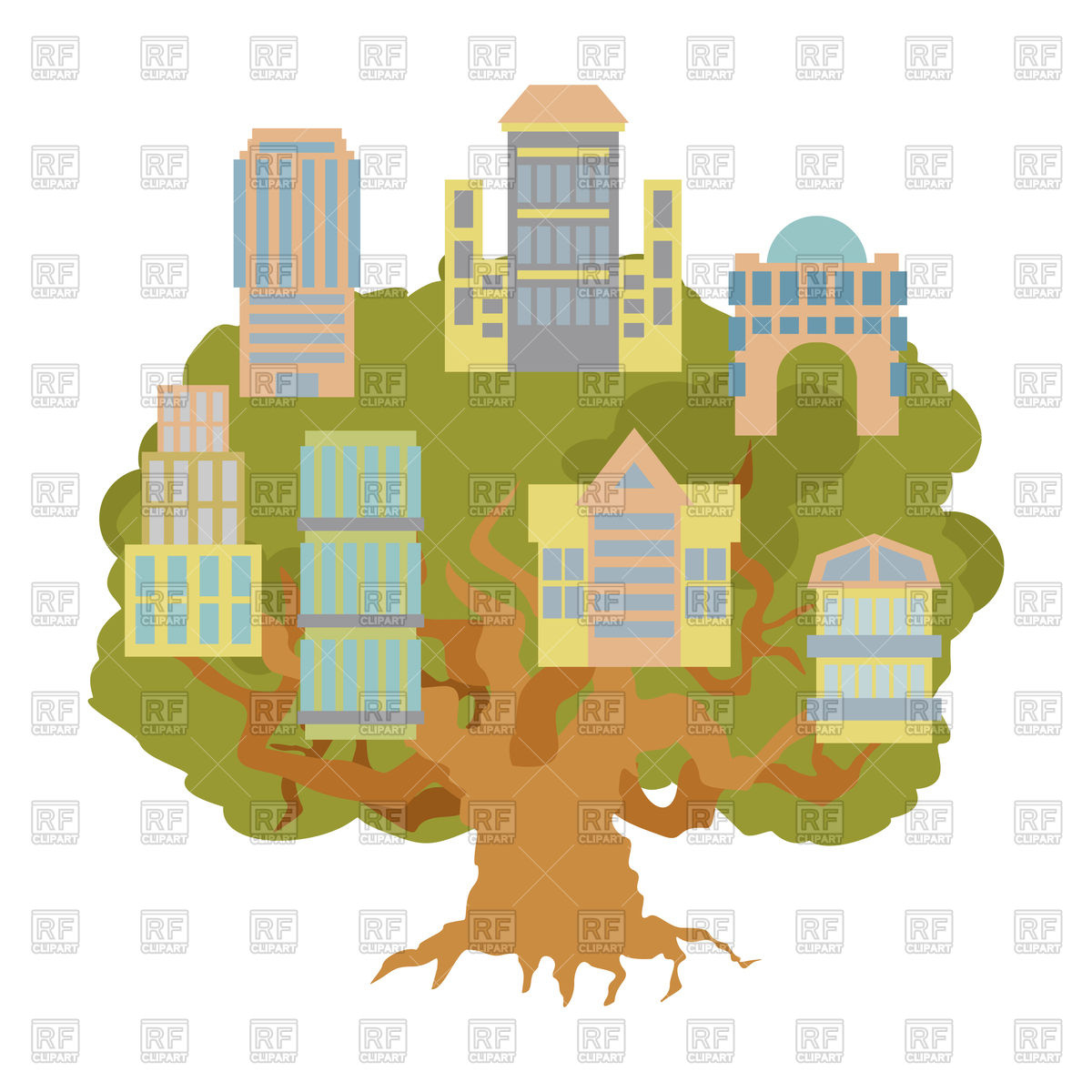 1200x1200 House On Tree Office Buildings On Oak Alligory New Residential