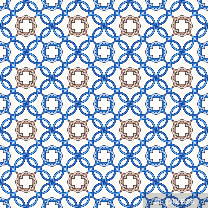 700x700 Portuguese Tiles, Quatrefoil Seamless Pattern Vector Illustration