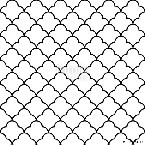500x500 Black And White Arabic Traditional Geometric Quatrefoil Seamless