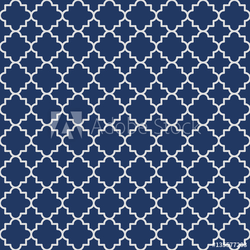 500x500 Traditional Quatrefoil Lattice Pattern Outline Navy Blue