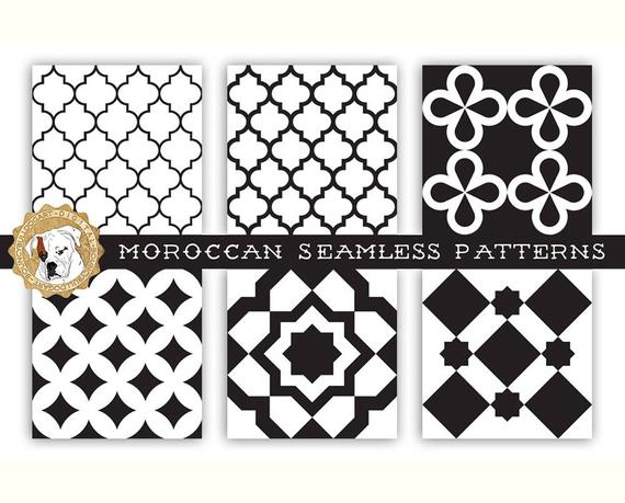 570x459 Vector Seamless Patterns Moroccan Tileable Backgrounds Tiled Etsy