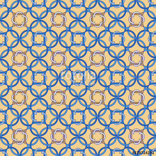 500x500 Portuguese Tiles, Quatrefoil Seamless Pattern Vector Illustration