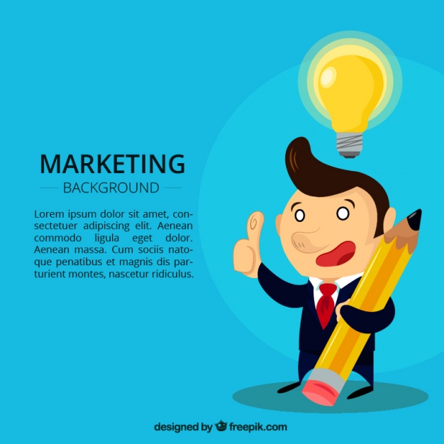 626x626 Marketing Background With Businessman And Light Bulb Vector Free