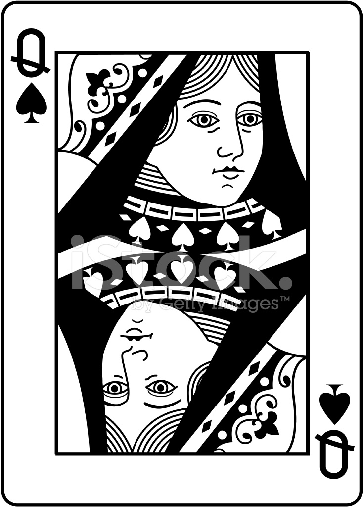 Queen Of Spades Black And White Stock Vector 734x1024 Queen Of Spades Black And White Stock Vector