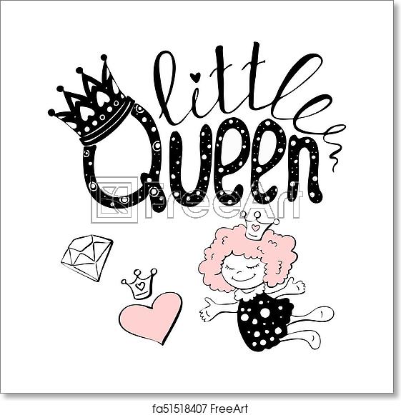 Free Art Print Of Vector Illustration Of Little Queen Text 561x581 Free Art Print Of Vector Illustration Of Little Queen Text