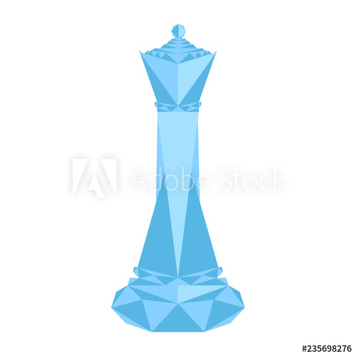 500x500 Isolated Geometric Queen Chess Piece Vector Illustration Design