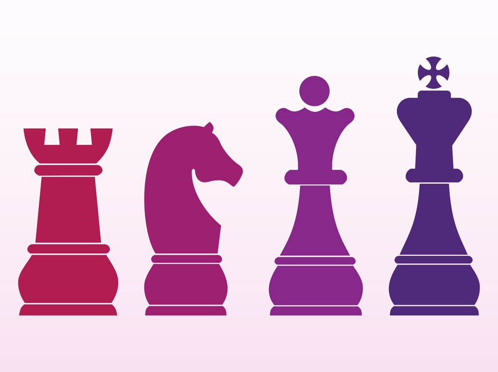 1024x765 Vector Graphics Of Different Chess Pieces Bright Colored