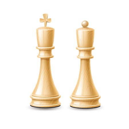 450x450 Vector Realistic King, Queen Chess Pieces White Royalty Free