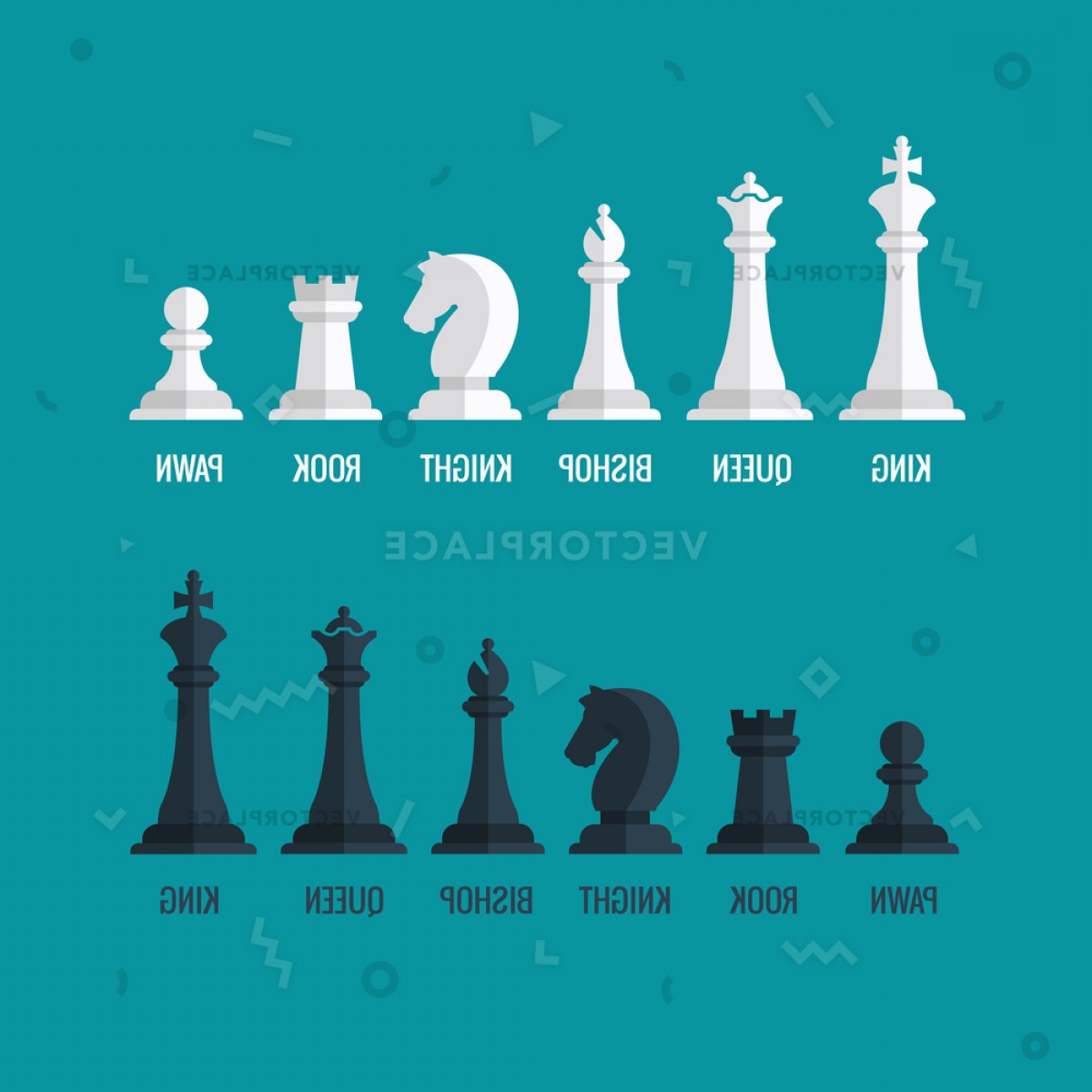 1200x1200 Chess Pieces King Queen Bishop Knight Vector Illustration