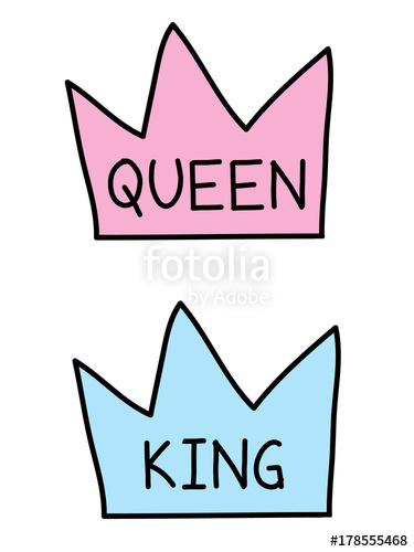 375x500 King And Queen Crowns, Flat Vector Cartoon Illustration Doodle