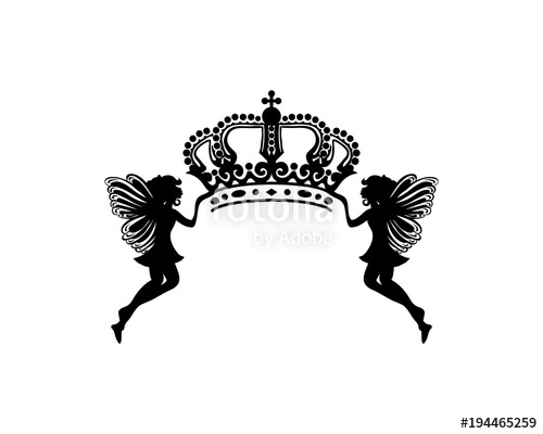 Luxury Classic Line Art Crown King Or Queen With Flying Fairy Sign 500x400 Luxury Classic Line Art Crown King Or Queen With Flying Fairy Sign