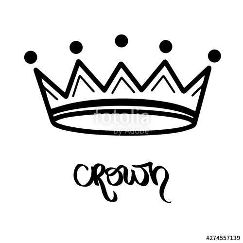 500x500 Crown Lettering Queen Tiara Princess Diadem Black Sketch Hand