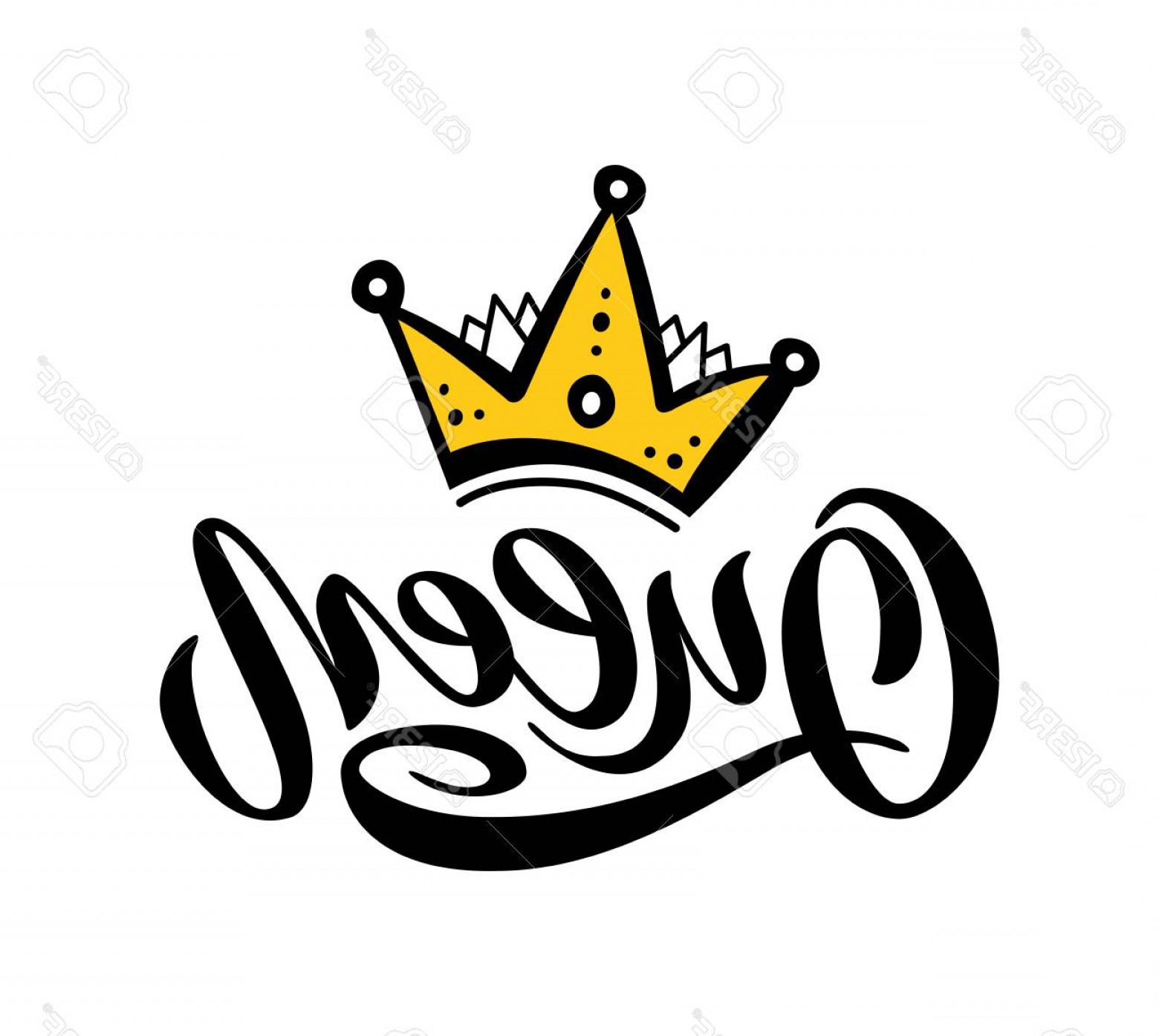 Photostock Vector Queen Word With Crown Calligraphy Fun Design 1560x1395 Photostock Vector Queen Word With Crown Calligraphy Fun Design