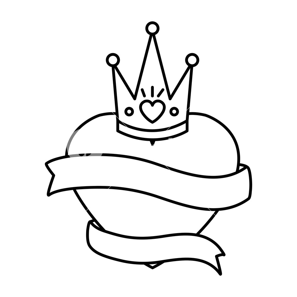 Heart Love With Queen Crown And Ribbon Vector Illustration Design 1000x1000 Heart Love With Queen Crown And Ribbon Vector Illustration Design