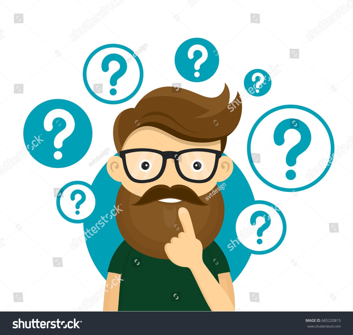 1500x1425 Young Hipster Business Man Thinking Standing Under Question Marks