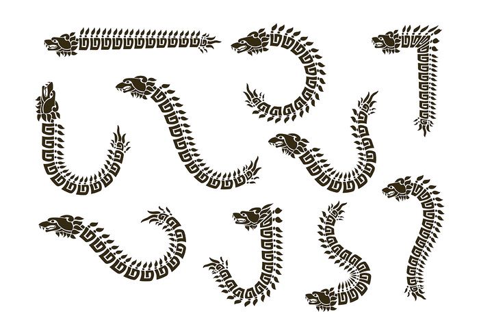 700x490 Quetzalcoatl Silhouette Vectors Style Latin American Influences