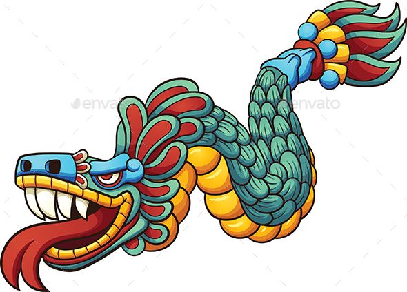 590x424 Cartoon Quetzalcoatl Vector Clip Art Illustration With Simple