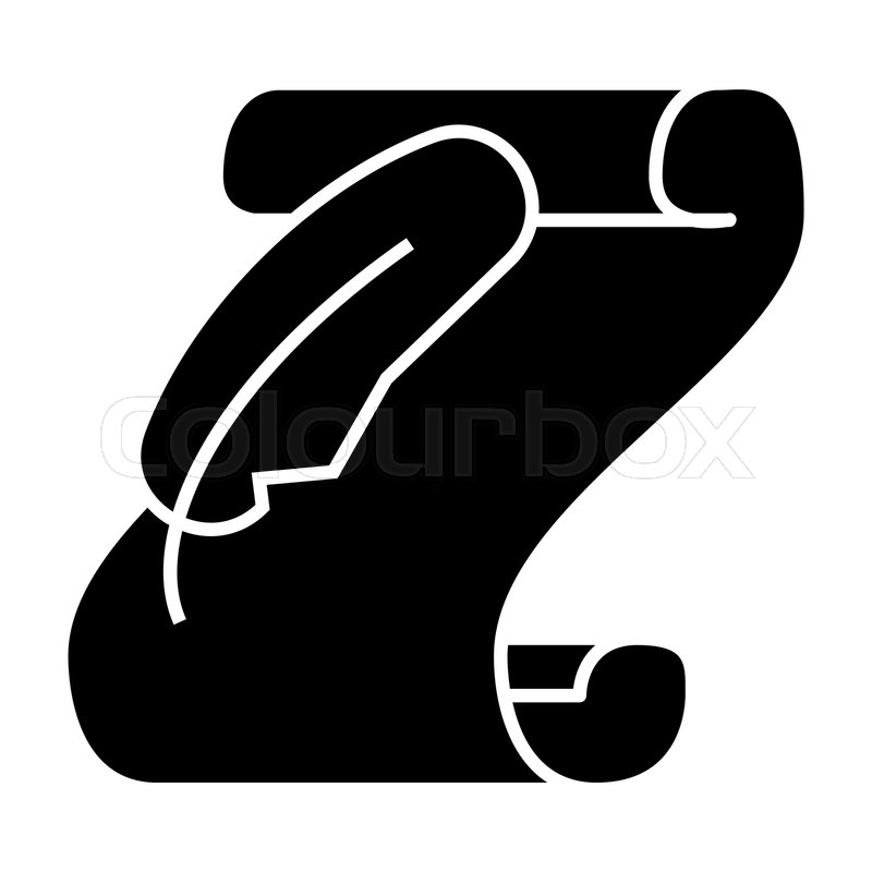 800x800 Roll Of Old Paper And Feather Solid Stock Vector Colourbox