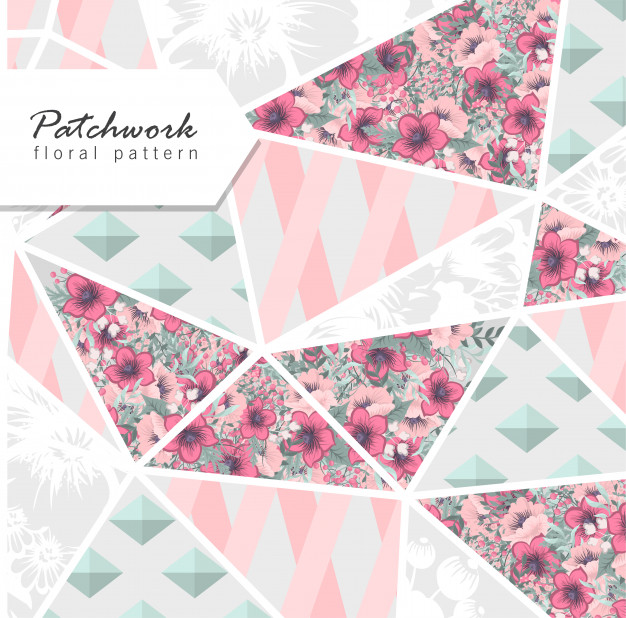 626x618 Abstract Patchwork With Flowers Vector Free Download