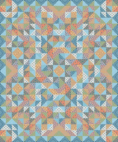 379x455 Quilt Patchwork Colorful Vector Pattern Blanket Premium Clipart