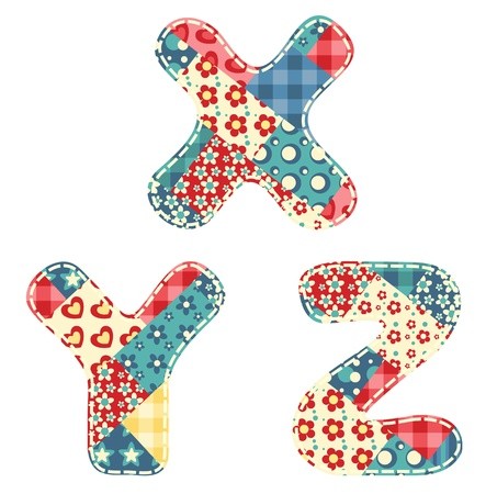 443x450 Quilt Alphabet Letters X, Y, Z Vector Illustration Royalty Free
