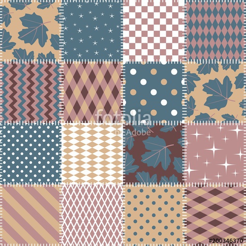 500x500 Seamless Patchwork Pattern From Square Patches With Geometric