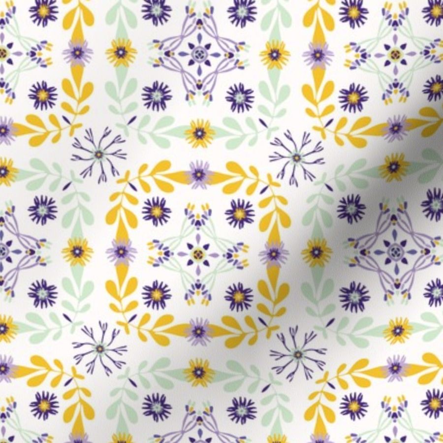 900x900 Floral Quilt Leaf Folk Vector Pattern