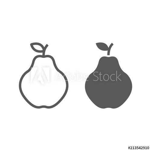 500x500 Quince Line And Glyph Icon, Fruit And Vitamin, Tropical Sign