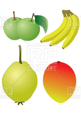 286x400 Set Of Fruits Apple, Banana, Mango, Quince Vector Image Of Food