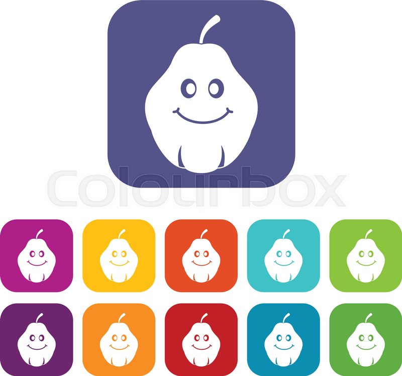 800x748 Smiling Quince Fruit Icons Set Vector Stock Vector Colourbox