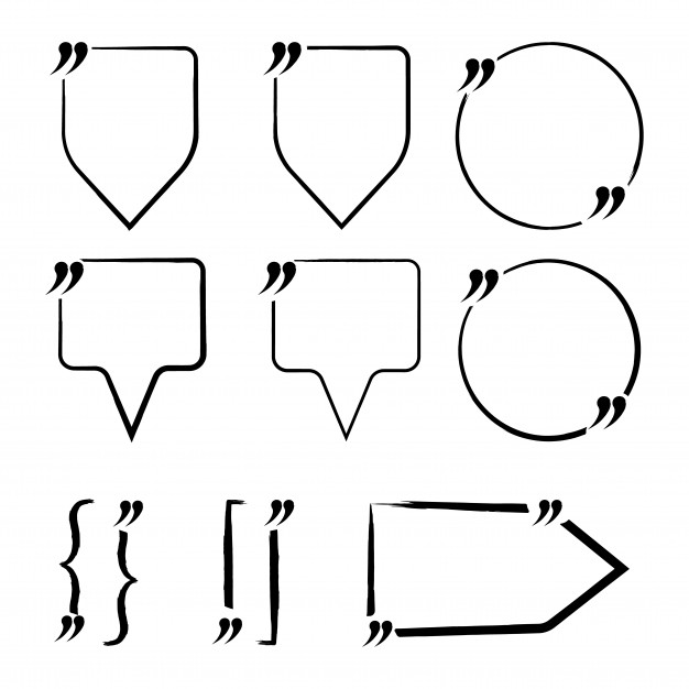 626x626 Set Of Quote Blank, Quotation Marks Template For Note, Message