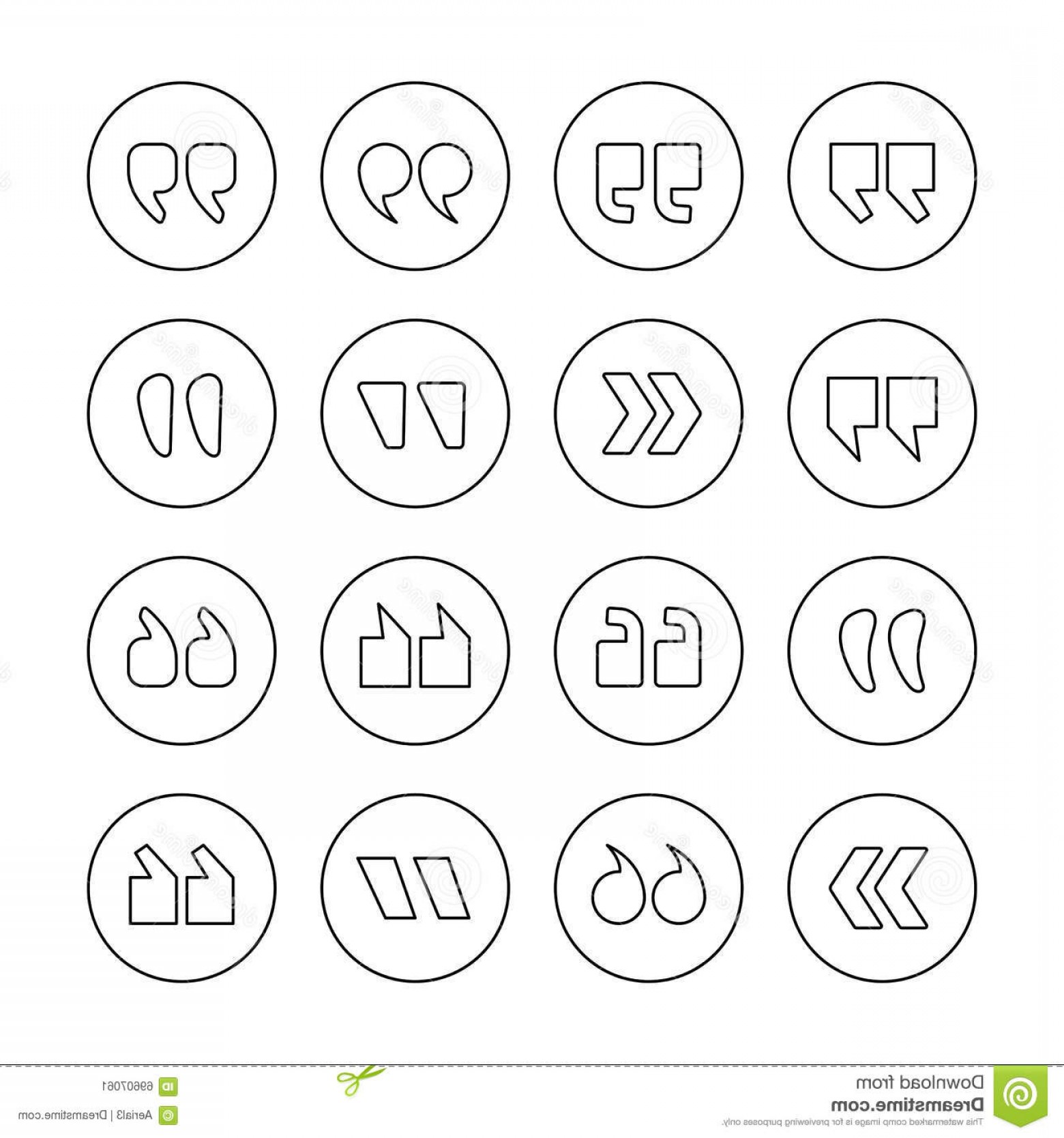 1560x1668 Stock Illustration Quote Marks Outline Circle Vector Icons Set