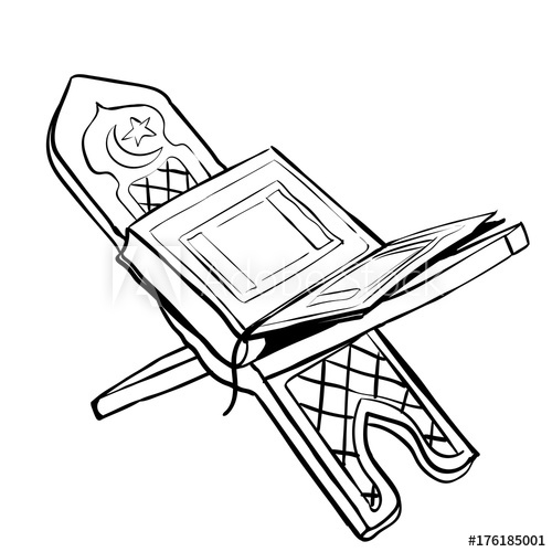 500x500 Hand Drawn Open Quran Vector Illustration