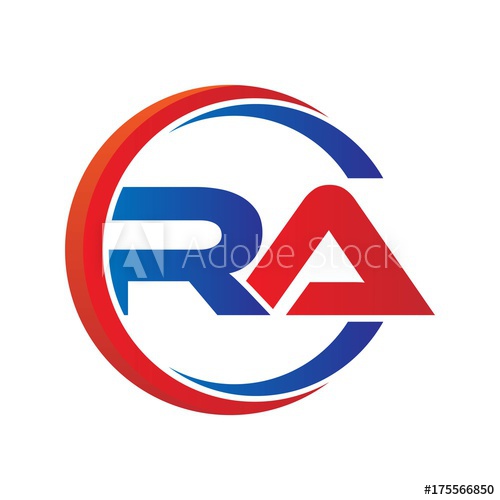 500x500 Ra Logo Vector Modern Initial Swoosh Circle Blue And Red