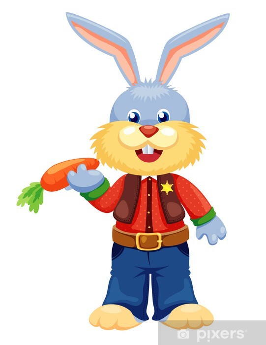 541x700 Rabbit Cartoon Vector Isolated On White Wall Mural