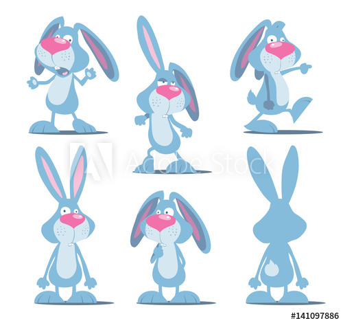 500x470 Set Of Crazy Rabbit Cartoon Vector Illustration
