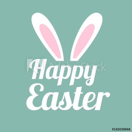 Happy Easter Background With Typography And Rabbit Ears Vector 500x500 Happy Easter Background With Typography And Rabbit Ears Vector