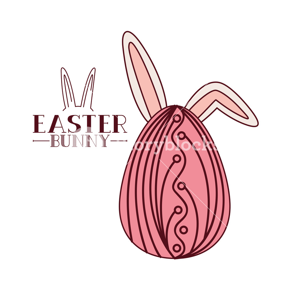 Easter Bunny Label With Egg And Rabbit Ears Icon Vector 1000x1000 Easter Bunny Label With Egg And Rabbit Ears Icon Vector