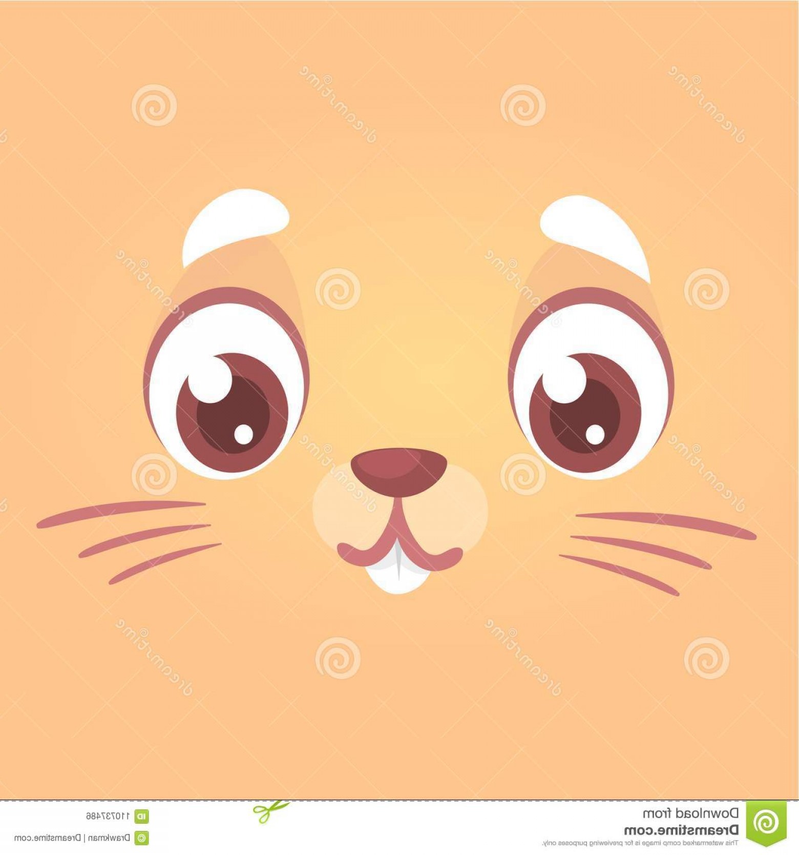 1560x1668 Happy Cartoon Rabbit Face Vector Illustration Easter Bunny Avatar
