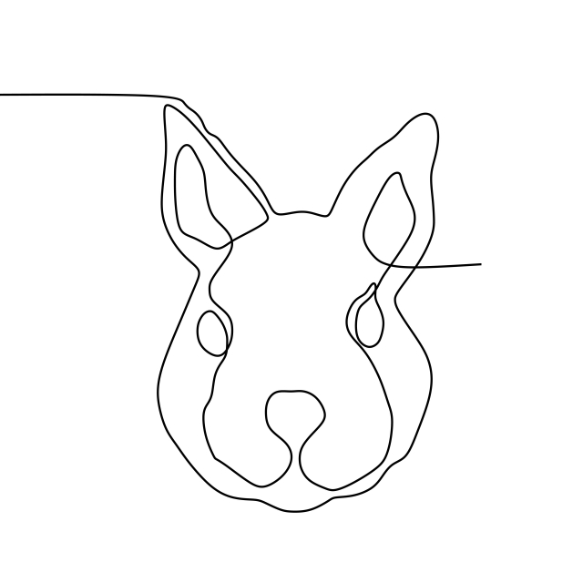 640x640 Rabbit Face Vector One Line Drawing, Rabbit, Animal, Design Png
