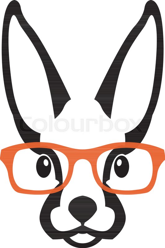 532x800 Rabbit Face Head In Glasses Vector Stock Vector Colourbox