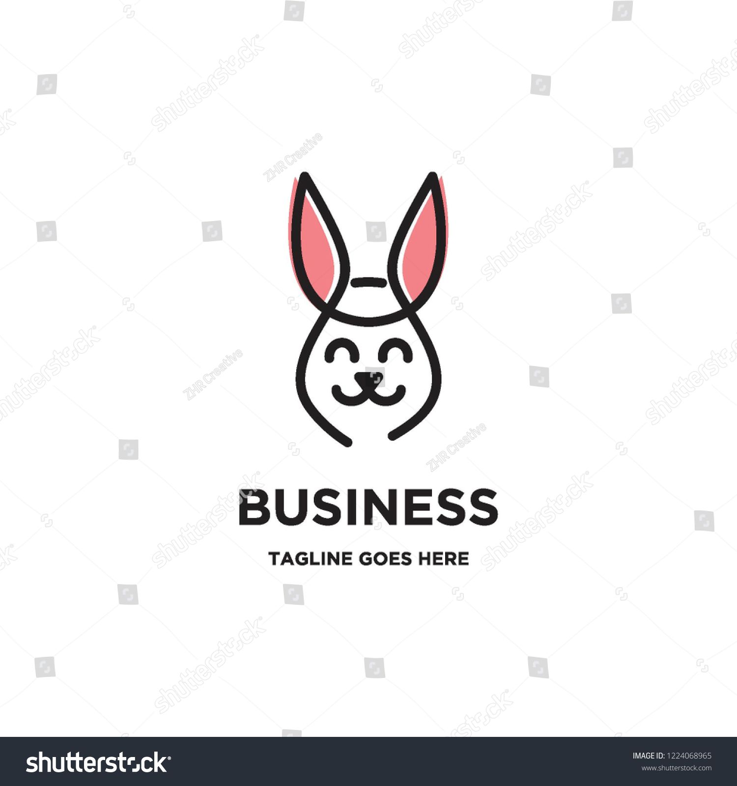 1500x1600 Monoline Rabbit Face Logo Icon Vector Animal Logo Design Logos