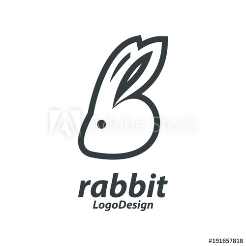 500x500 Line Bunny Head Logo, Line Rabbit Head Design Logo Vector
