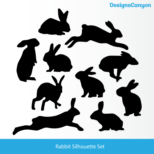 500x500 Rabbit Silhouette Set Free Vector