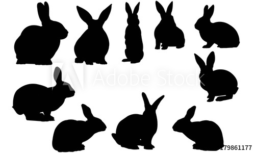 500x300 Rabbit Silhouette Vector Graphics