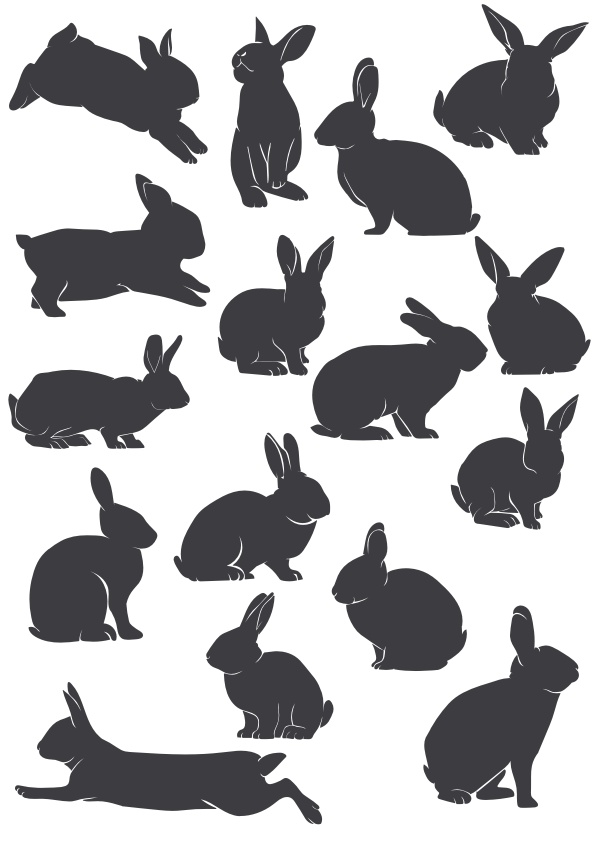 595x842 Rabbit Silhouette Vector Set Free Vector Download In Cdr