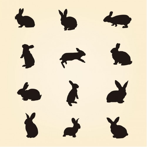 500x500 Rabbit Silhouettes Vector