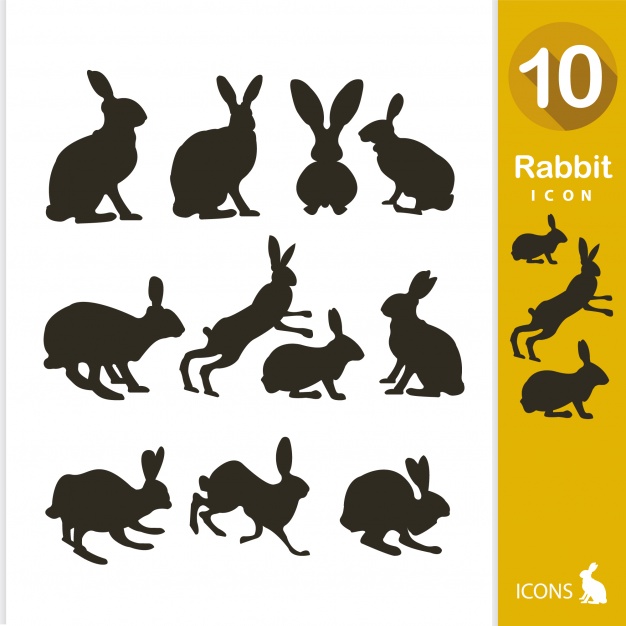 626x626 Rabbit Silhouette Collection Vector Free Download