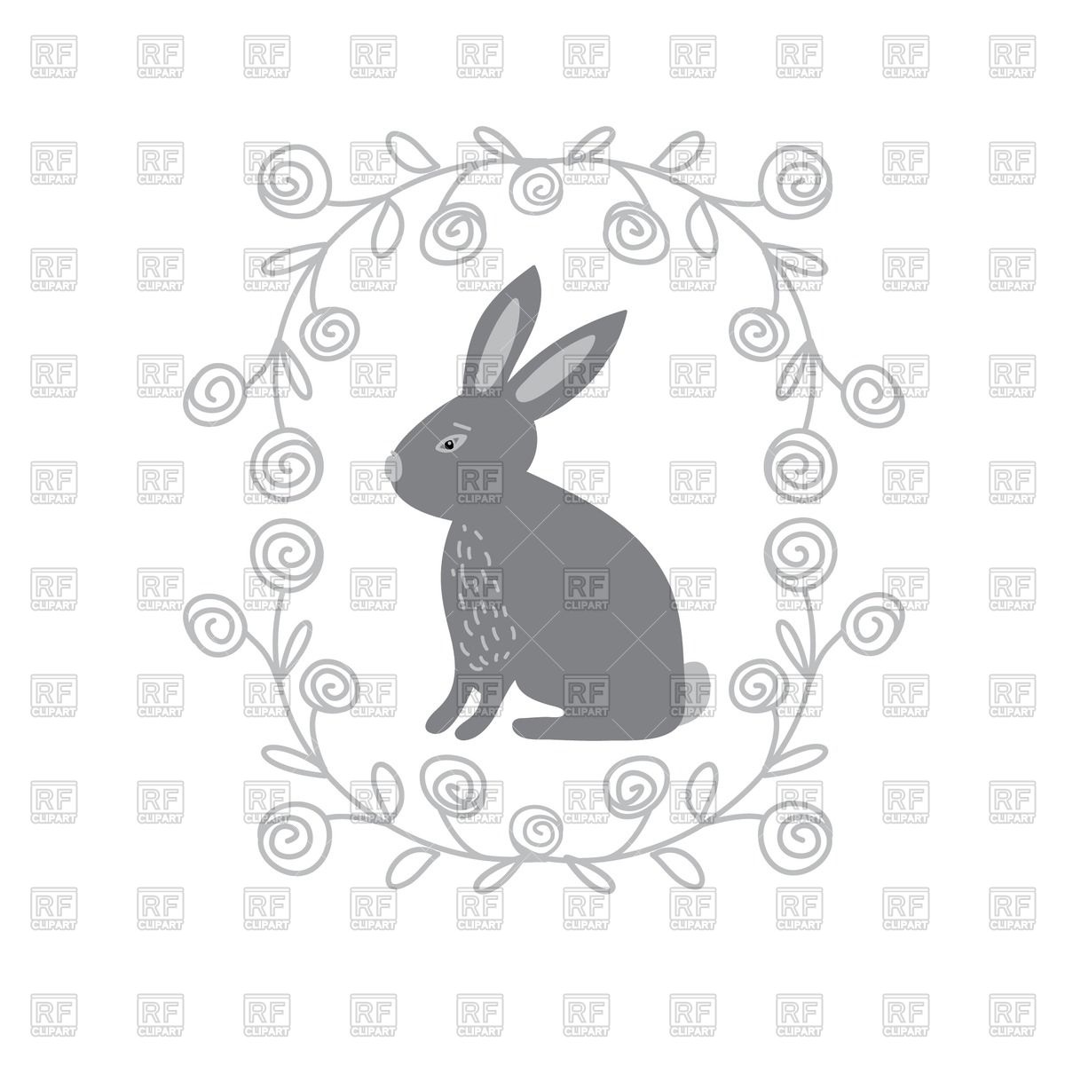 Ornate Frame With Cute Rabbit Vector Image Of Plants And Animals 1200x1200 Ornate Frame With Cute Rabbit Vector Image Of Plants And Animals